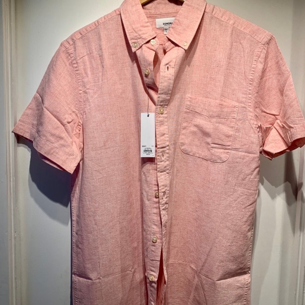 Salmon Short Sleeve Linen Shirt NWT